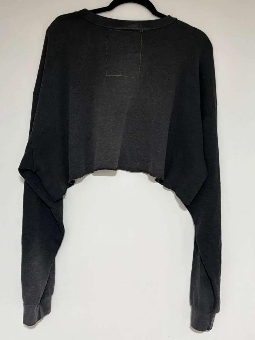 Aviator Nation 3D Cropped Crew Faded Smoke Relaxed Sweatshirt Sz Large
